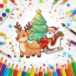 Kawaii Christmas Coloring Pages Thumbnail