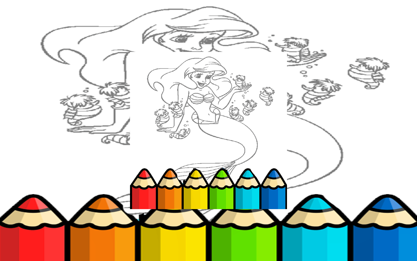 Kid Mermaids Coloring