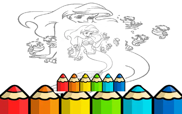Kid Mermaids Coloring