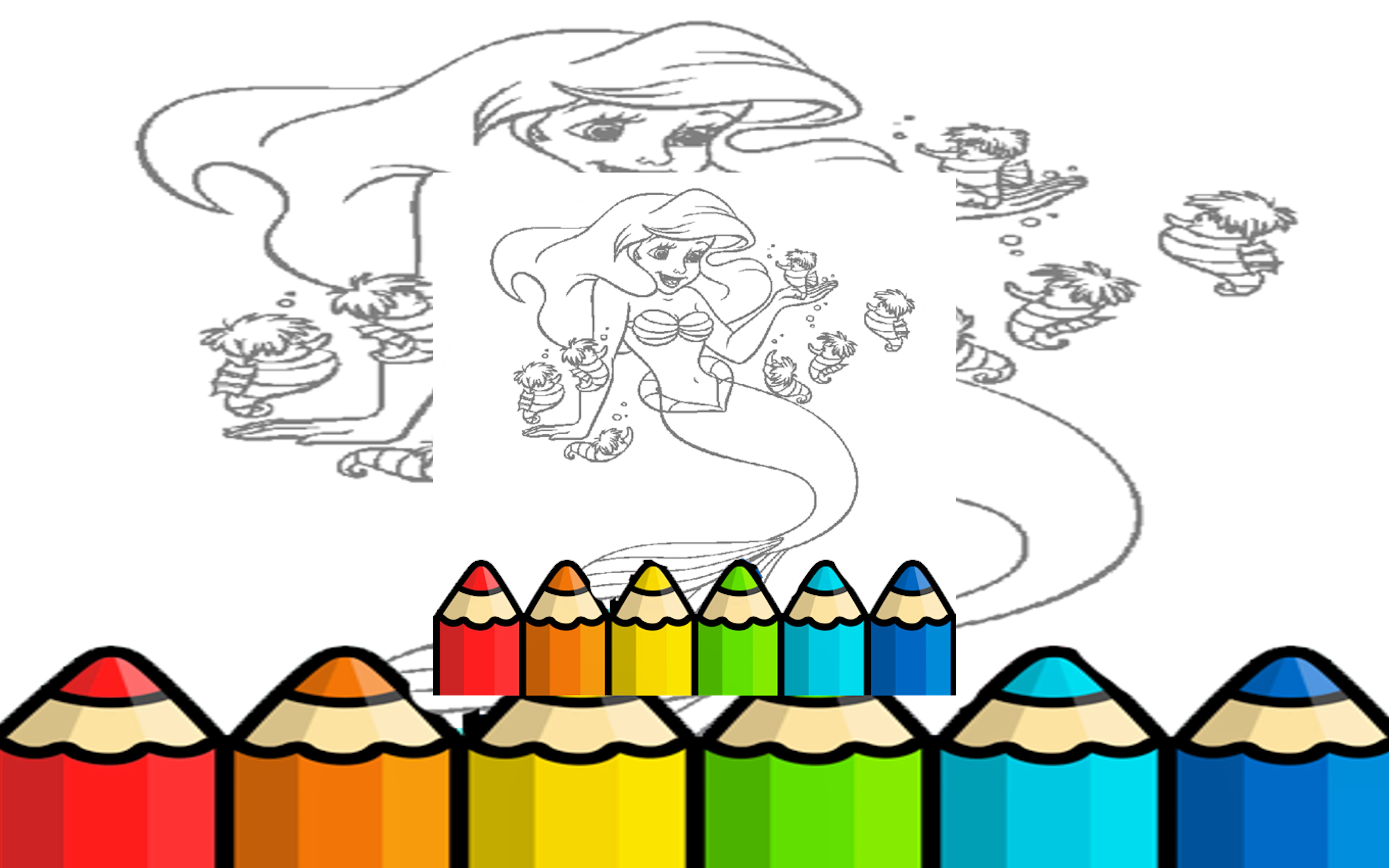 Kid Mermaids Coloring