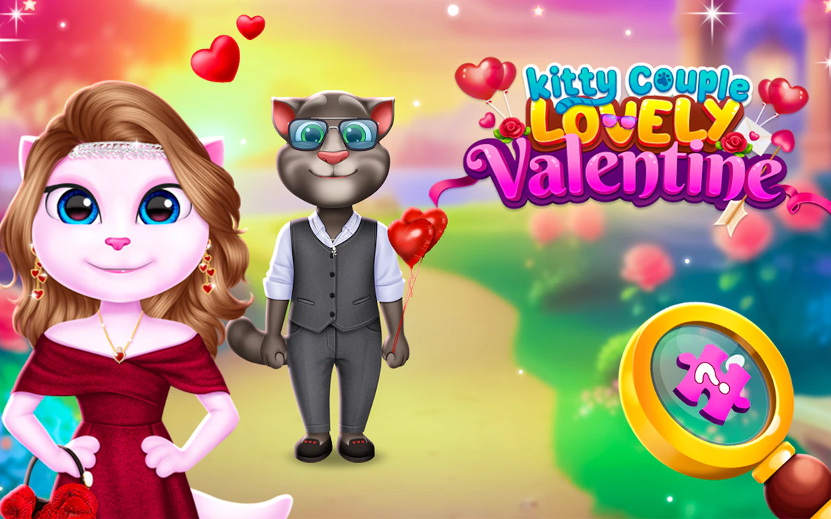 Play Kitty Couple Lovely Valentine — free online Dress Up game