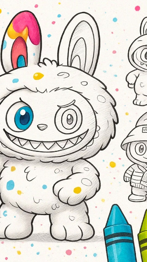 Labubu Doll Coloring Book for Kids