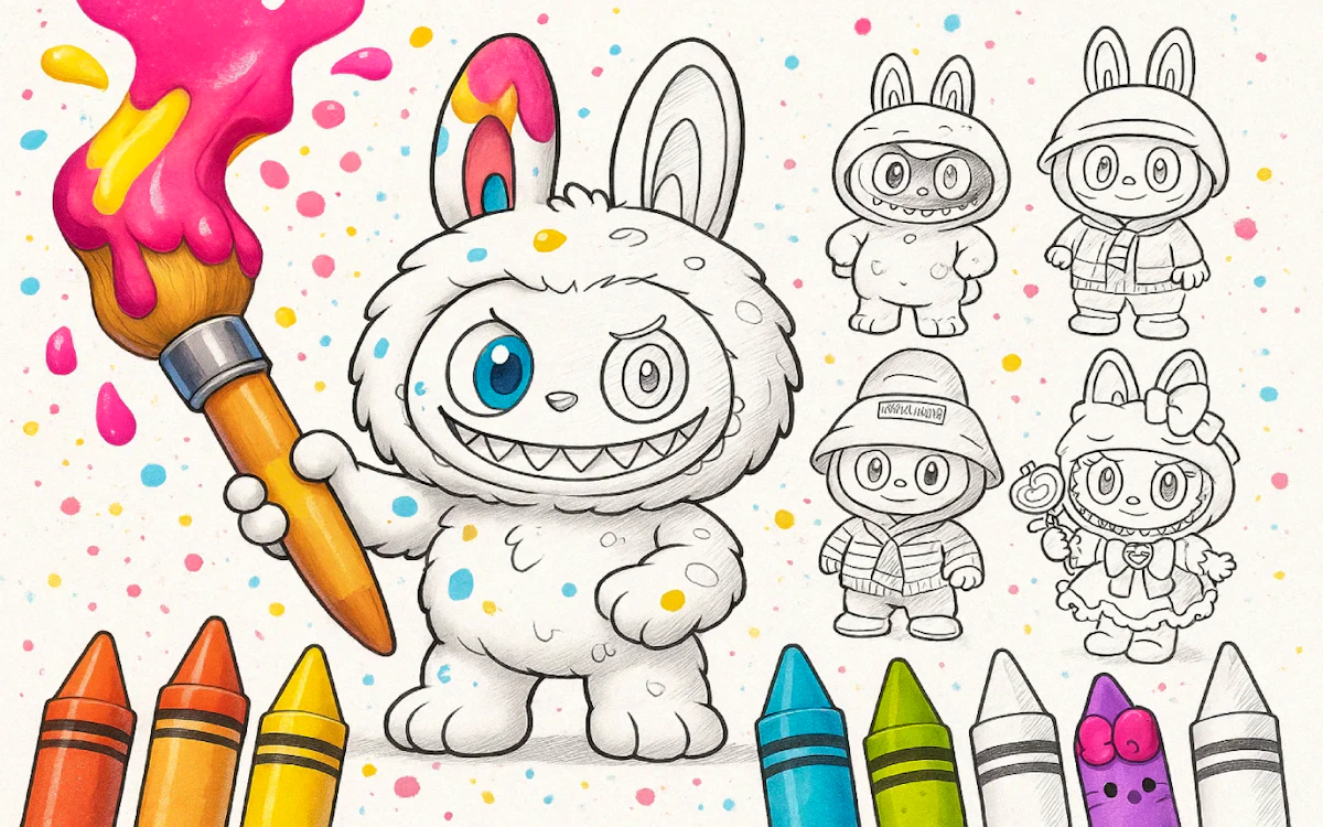 Play Labubu Doll Coloring Book for Kids — free online Coloring game