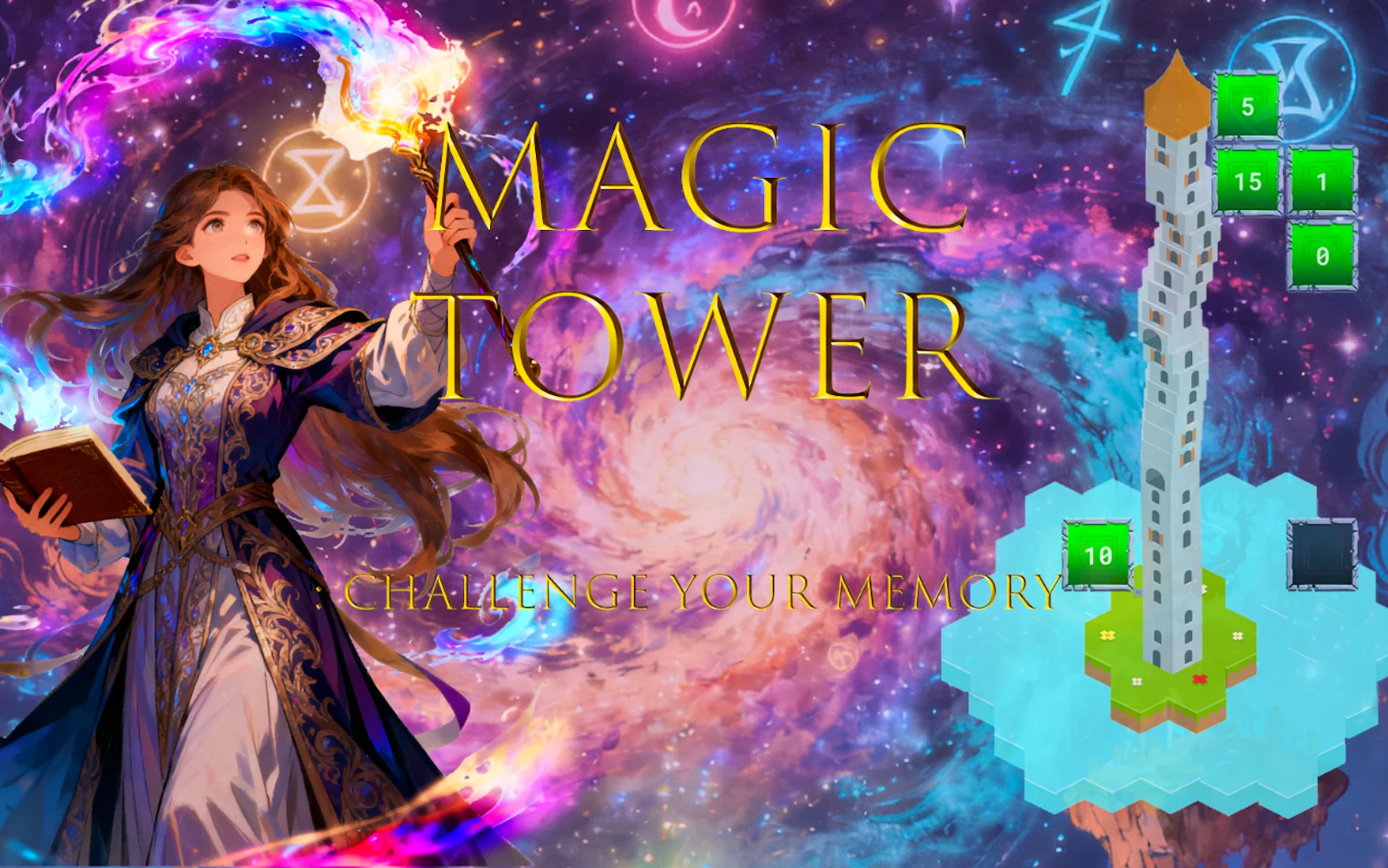 Magic Tower Challenge Your Memory — free online thinky game on Glaze Games