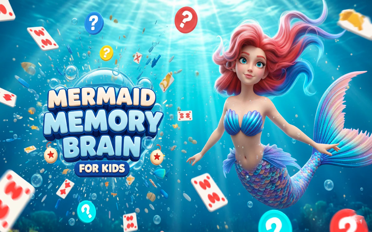 Play Mermaid Memory Brain for Kids — free online Memory game