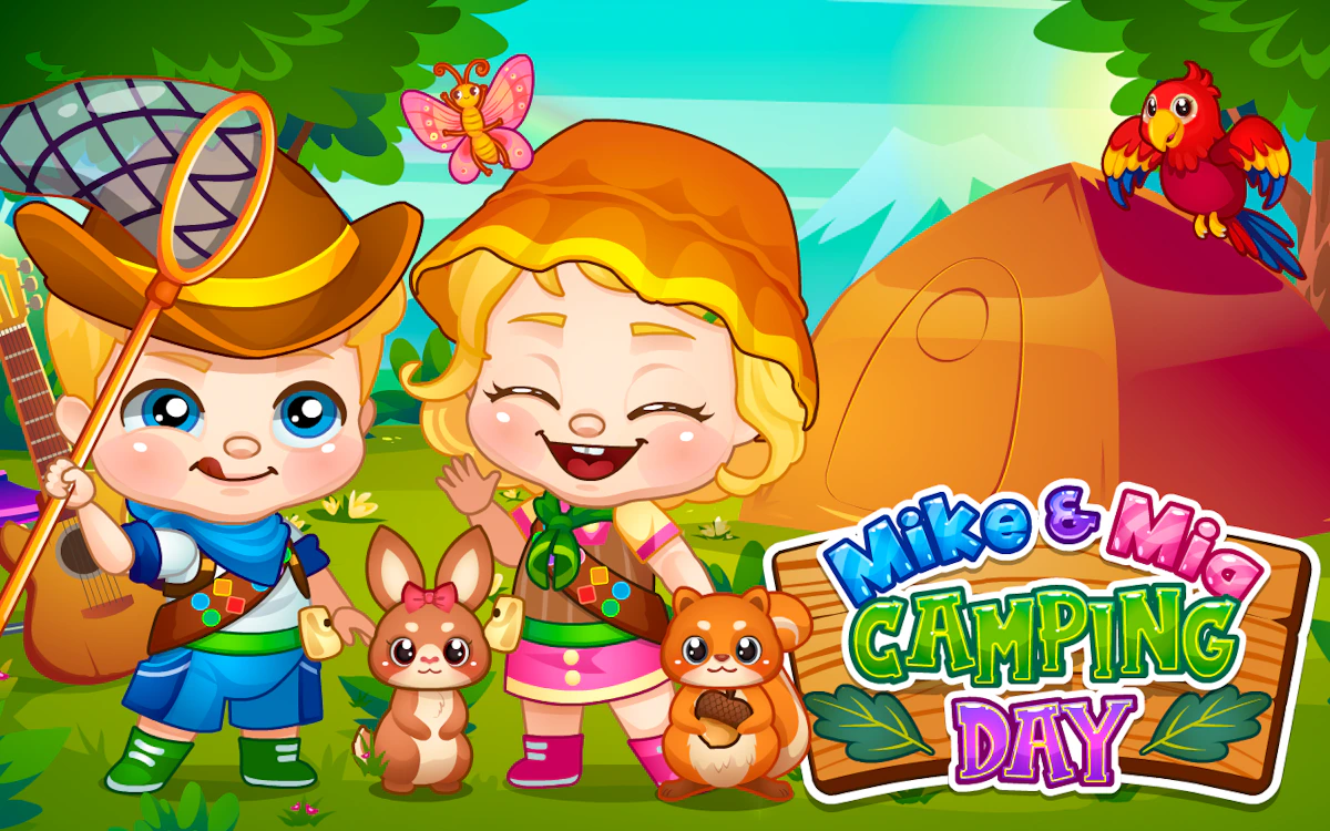 Play Mike and Mia Camping Day — free online Kids game