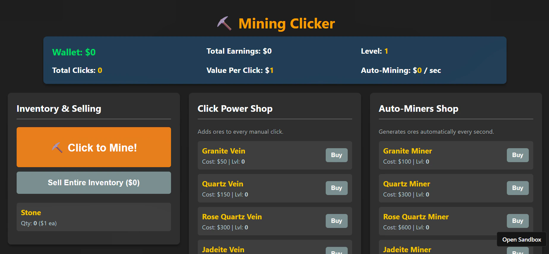 Mining Clicker