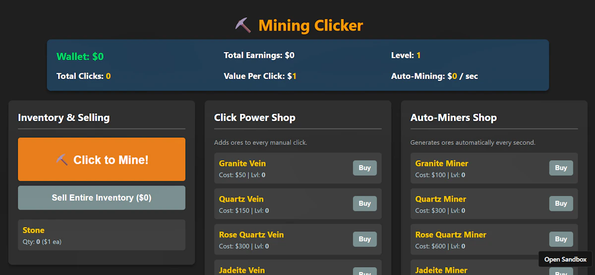 Play Mining Clicker — free online Clicker game