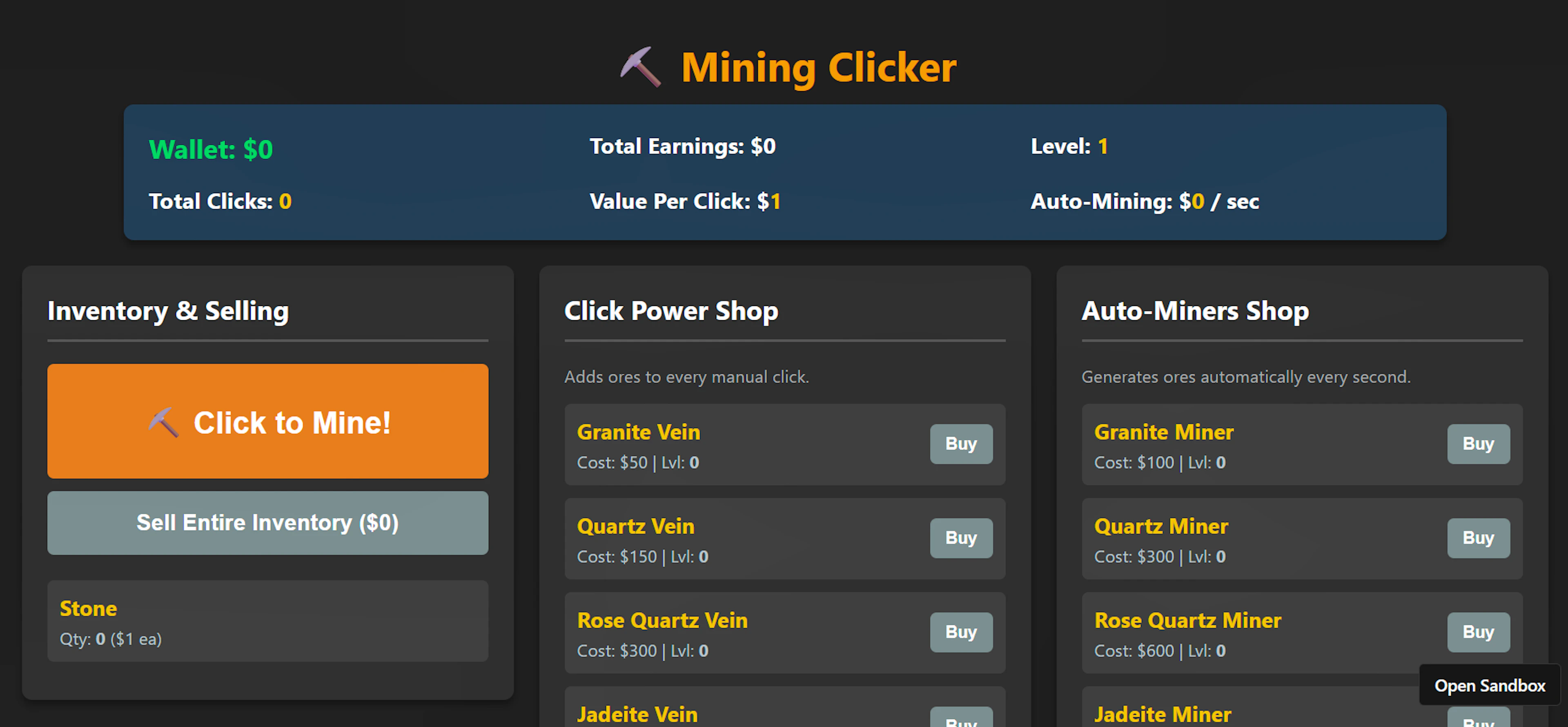 Mining Clicker
