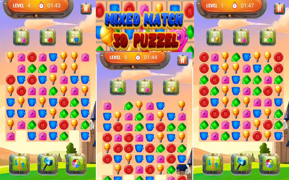 Play Mixed Match 3D Puzzle — free online Match 3 game