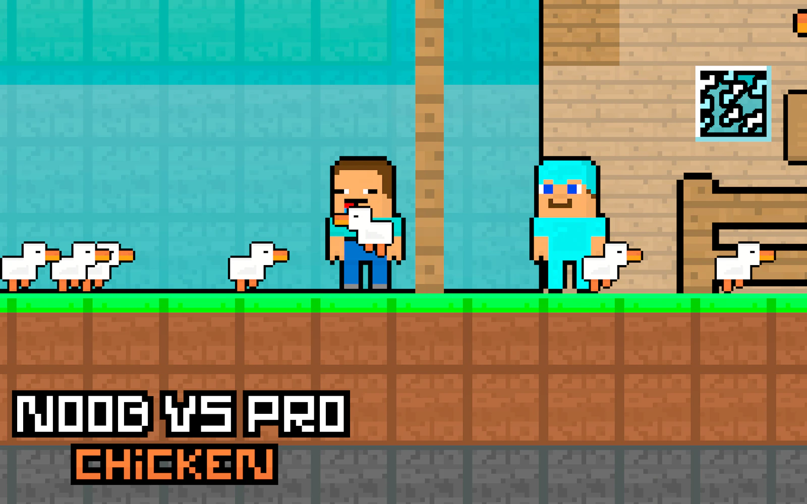 Noob vs Pro Chicken — free online two player game on Glaze Games