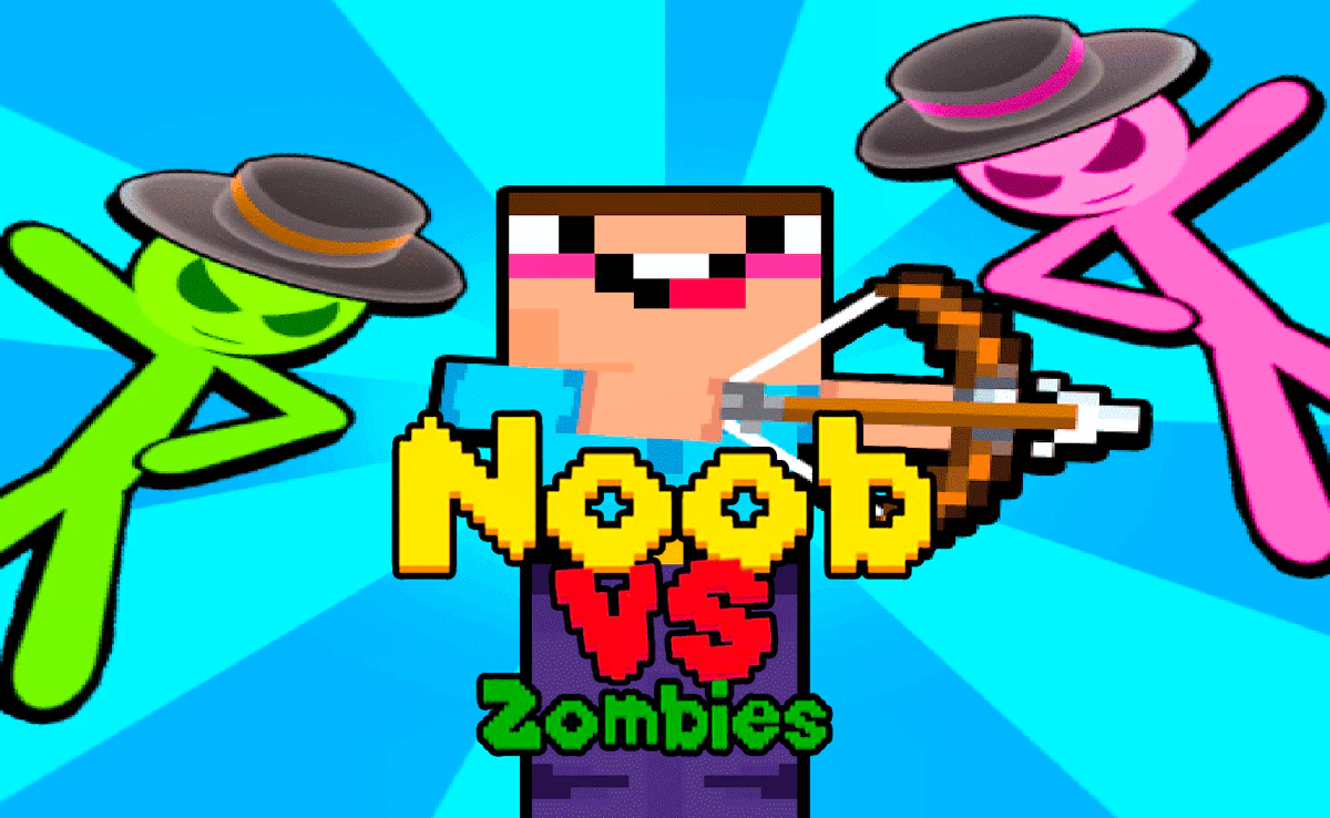 Play Noob vs Stickman Zombies — free online Pixel game