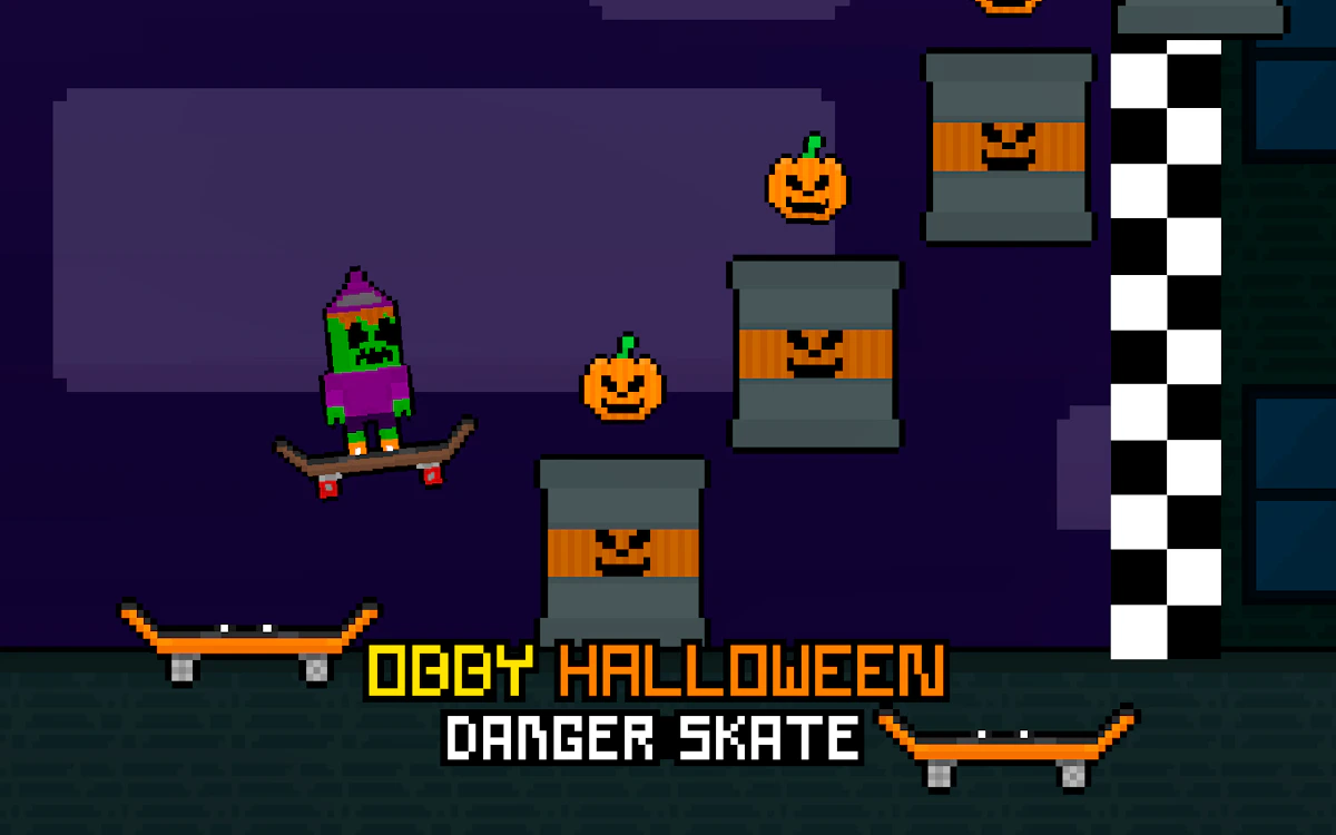 Play Obby Halloween Danger Skate — free online Halloween game
