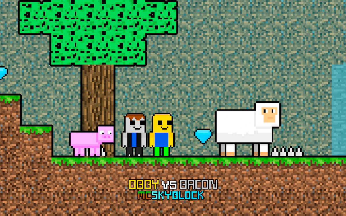 Play Obby vs Bacon MCSkyblock — free online Two Player game