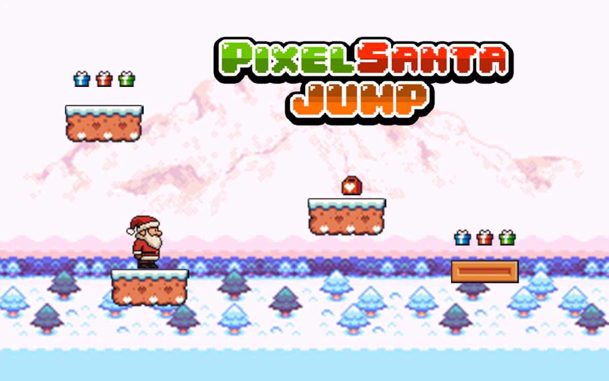 Play Pixel Santa Jump — free online Christmas game
