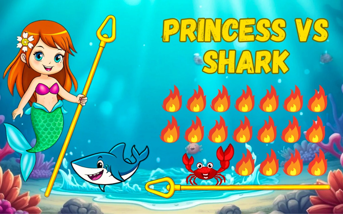 Princess Vs Shark 🕹️ Играйте сега на GamePix