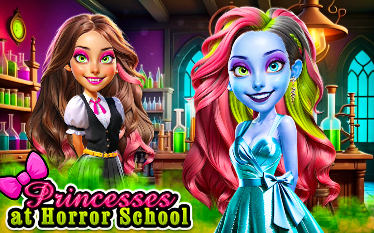 Play Princesses at Horror School — free online Halloween game