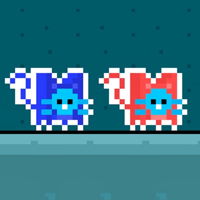 Red and Blue Cat By Gamepix