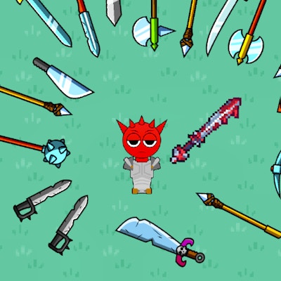 Red Sprunki with a Sword By Gamepix