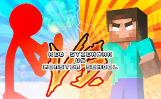 Red Stickman vs Monster School — free online action game