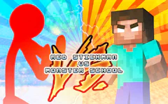 Red Stickman vs Monster School
