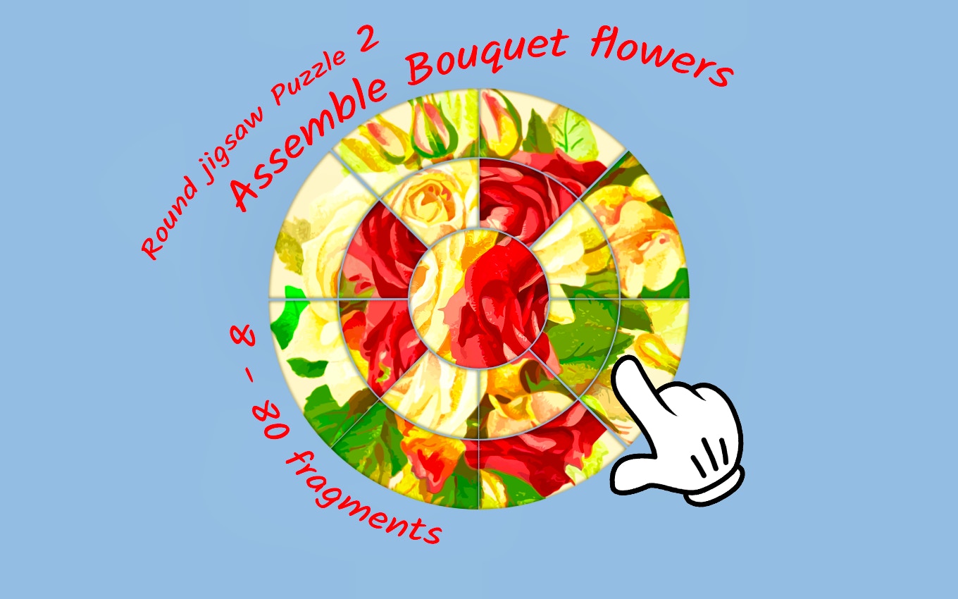 Round jigsaw Puzzle 2 - Assemble Bouquet flowers