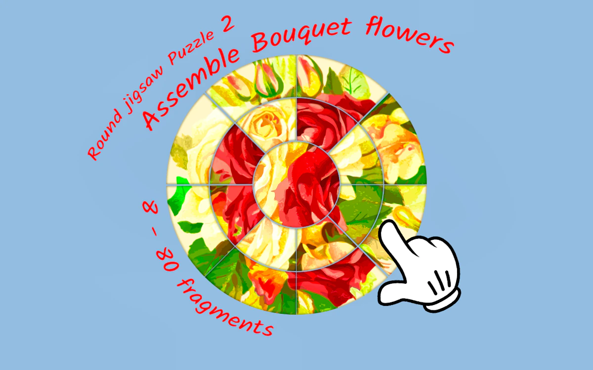 Play Round jigsaw Puzzle 2 - Assemble Bouquet flowers — free online Puzzle game