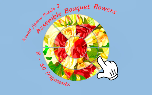 Round jigsaw Puzzle 2 – Assemble Bouquet flowers