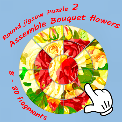 Round jigsaw Puzzle 2 - Assemble Bouquet flowers By Gamepix