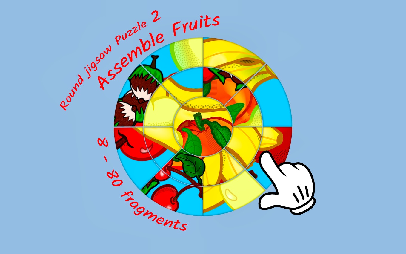 Round jigsaw Puzzle 2 - Assemble Fruits