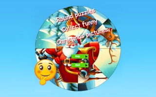 Round Jigsaw Puzzle Collect Funny Christmas Pictures