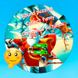 Round jigsaw Puzzle Collect funny Christmas pictures