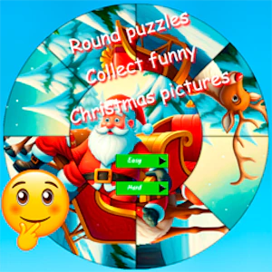 Round jigsaw Puzzle Collect funny Christmas pictures