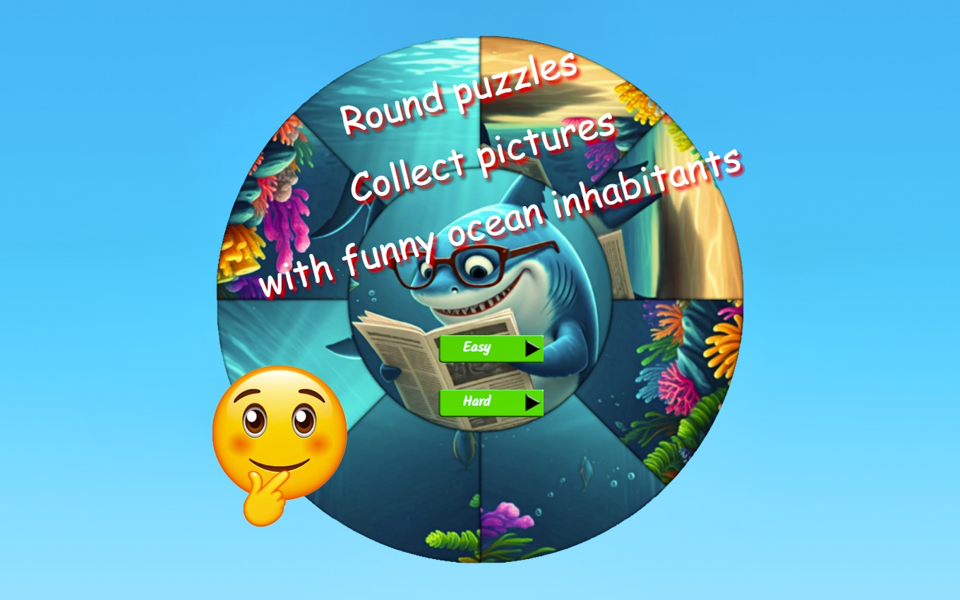 Round Jigsaw Puzzle Collect Pictures of Funny Ocean Inhabitants