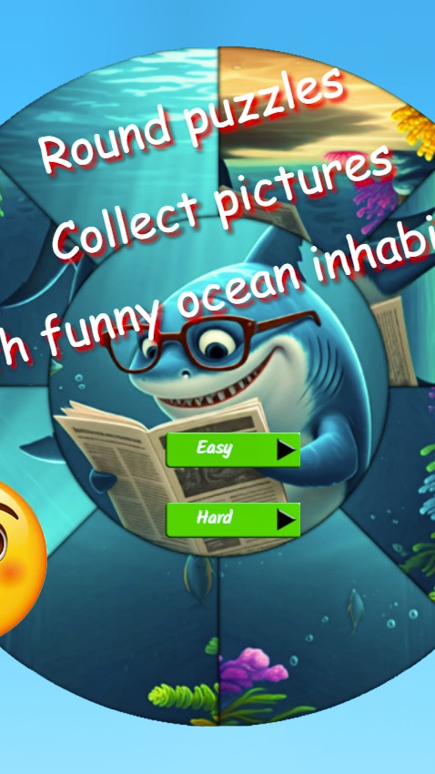 Round Jigsaw Puzzle Collect Pictures of Funny Ocean Inhabitants