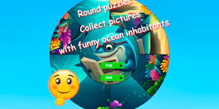 Round Jigsaw Puzzle Collect Pictures of Funny Ocean Inhabitants thumbnail