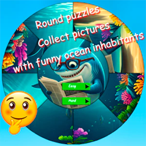 Round Jigsaw Puzzle Collect Pictures of Funny Ocean Inhabitants Thumbnail