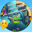 Round Jigsaw Puzzle Collect Pictures of Funny Ocean Inhabitants