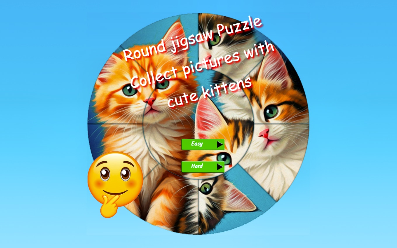 Round Jigsaw Puzzle Collect Pictures with Cute Kittens