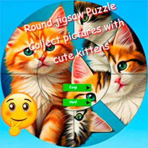 Round Jigsaw Puzzle Collect Pictures with Cute Kittens