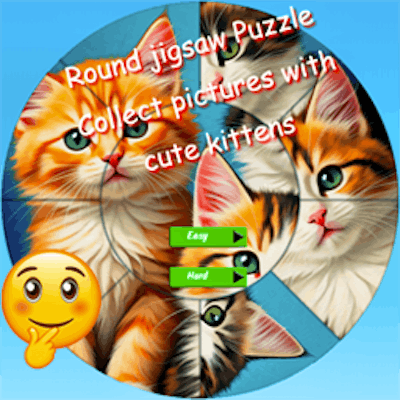 Round Jigsaw Puzzle Collect Pictures with Cute Kittens By Gamepix