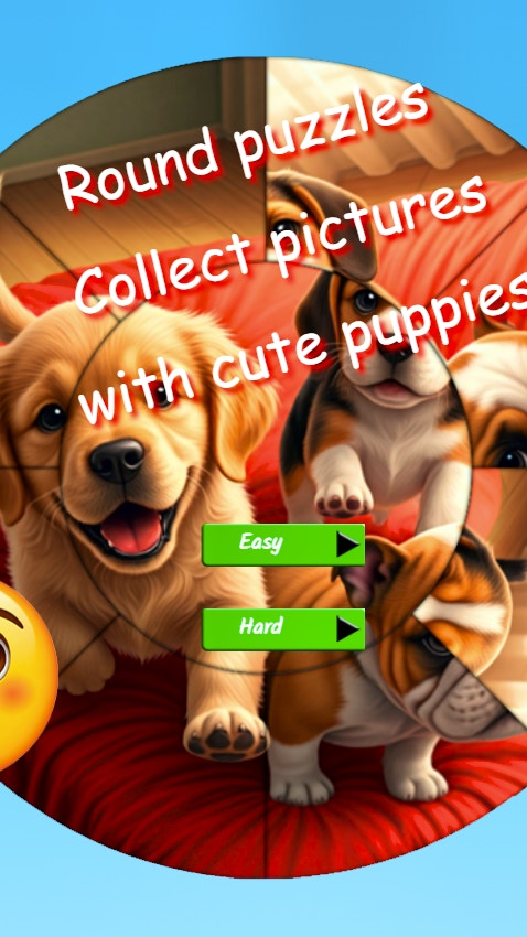 Round Jigsaw Puzzle Collect Pictures with Cute Puppies