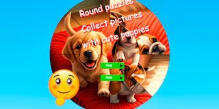 Round Jigsaw Puzzle Collect Pictures with Cute Puppies thumbnail