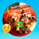 Round Jigsaw Puzzle Collect Pictures with Cute Puppies