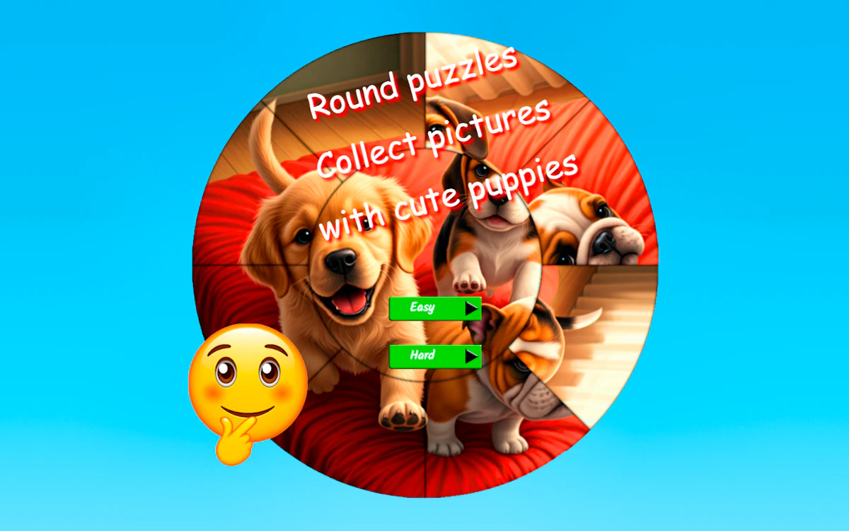 Play Round Jigsaw Puzzle Collect Pictures with Cute Puppies — free online Jigsaw Puzzles game