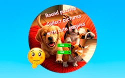 Round Jigsaw Puzzle Collect Pictures with Cute Puppies