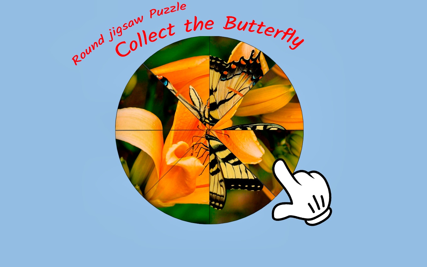 Round jigsaw Puzzle - Collect the Butterfly