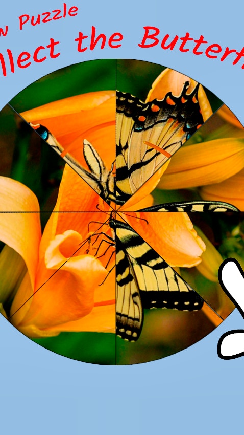 Round jigsaw Puzzle - Collect the Butterfly