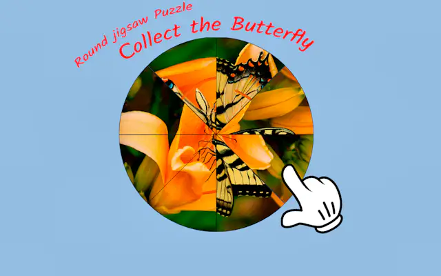 Round jigsaw Puzzle - Collect the Butterfly