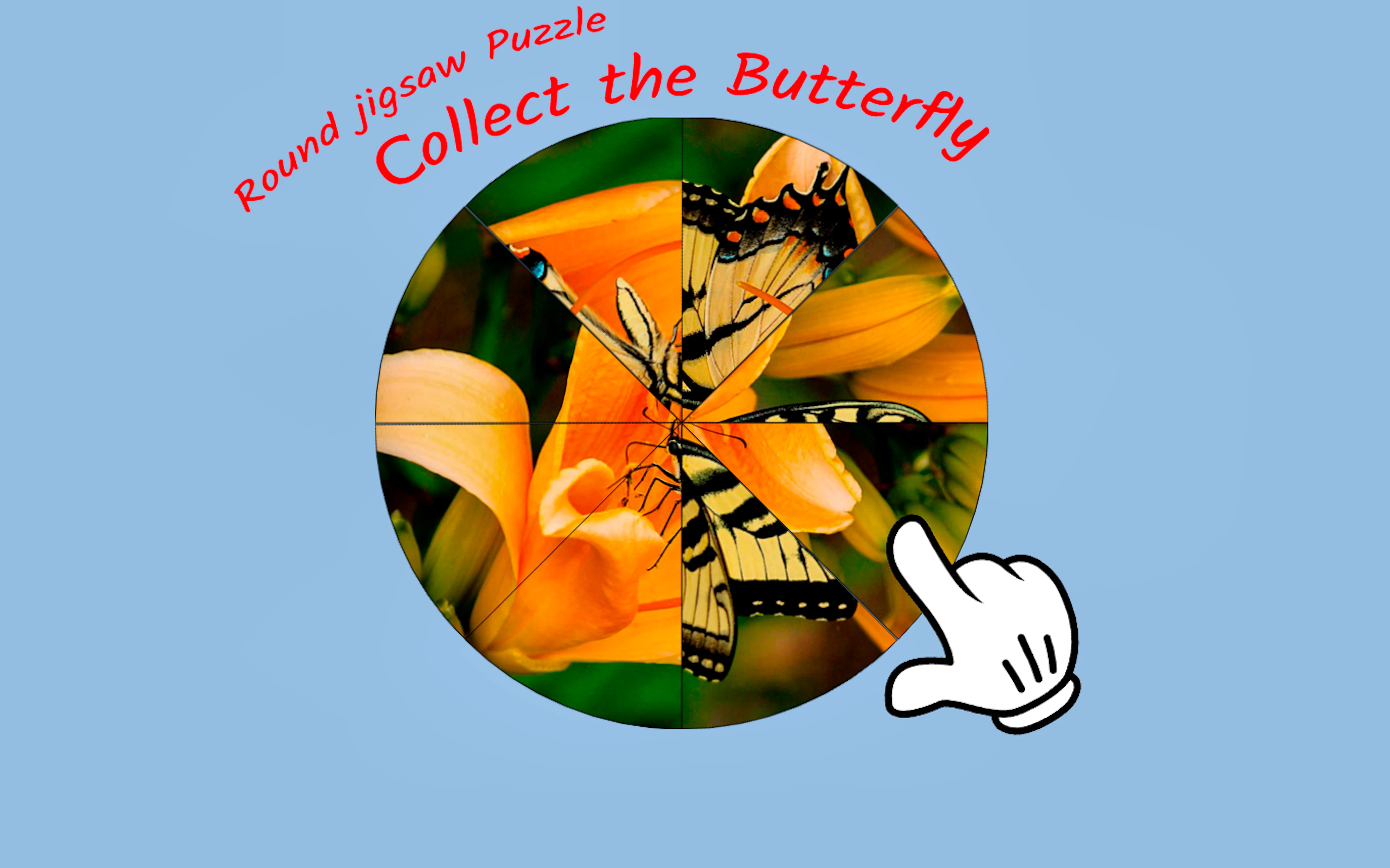 Round jigsaw Puzzle - Collect the Butterfly